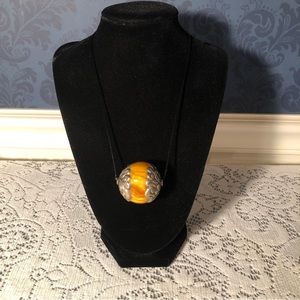 Tiger eye and silver large bead costume jewelry